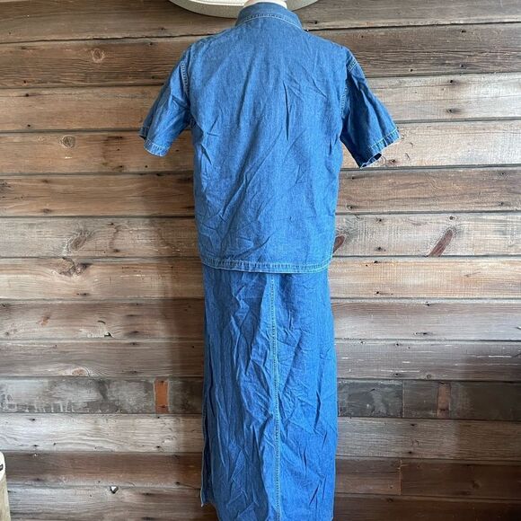 Vintage New Direction Matching Denim Button Down Shirt and Maxi Dress Size S EUC - Picture 11 of 16